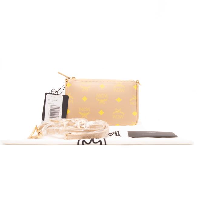 NEW MCM Shoulder Mini Color Splash Logo Beige Polyurethane Cross Body Bag