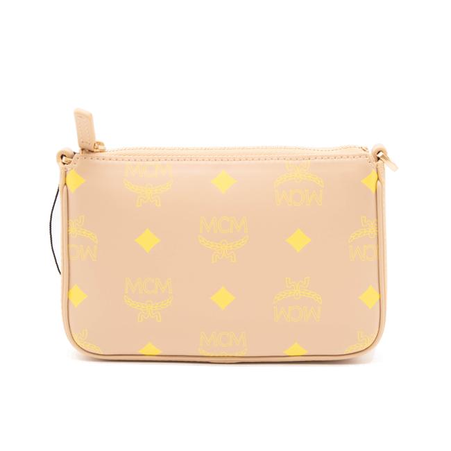 NEW MCM Shoulder Mini Color Splash Logo Beige Polyurethane Cross Body Bag