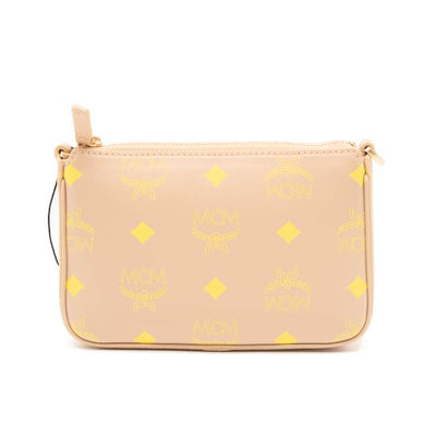 NEW MCM Shoulder Mini Color Splash Logo Beige Polyurethane Cross Body Bag