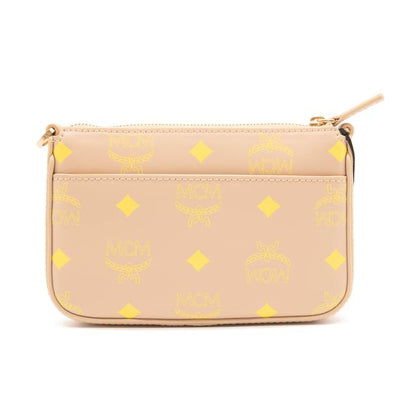 NEW MCM Shoulder Mini Color Splash Logo Beige Polyurethane Cross Body Bag