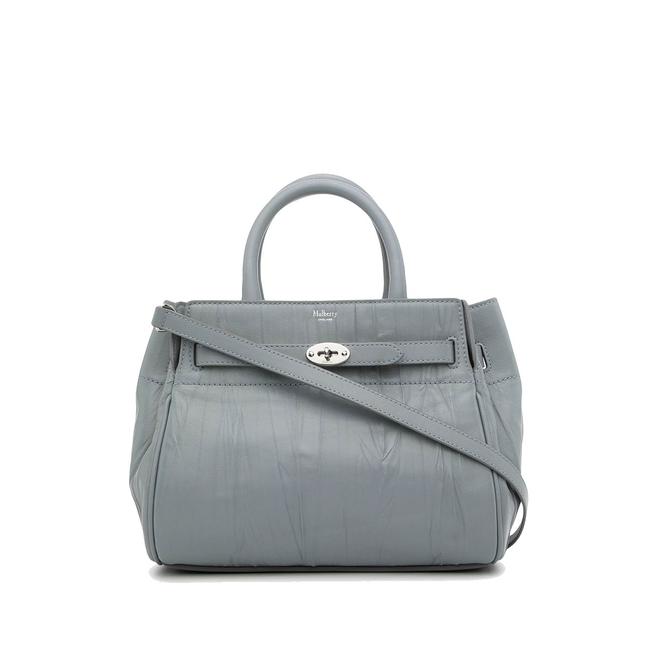 NEW Mulberry Small Belted Bayswater Crinkled Satchel Cloud Blue Leather Shoulder Bag