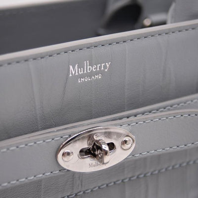 NEW Mulberry Small Belted Bayswater Crinkled Satchel Cloud Blue Leather Shoulder Bag