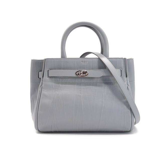 NEW Mulberry Small Belted Bayswater Crinkled Satchel Cloud Blue Leather Shoulder Bag