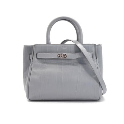 NEW Mulberry Small Belted Bayswater Crinkled Satchel Cloud Blue Leather Shoulder Bag