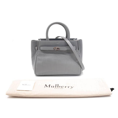 NEW Mulberry Small Belted Bayswater Crinkled Satchel Cloud Blue Leather Shoulder Bag