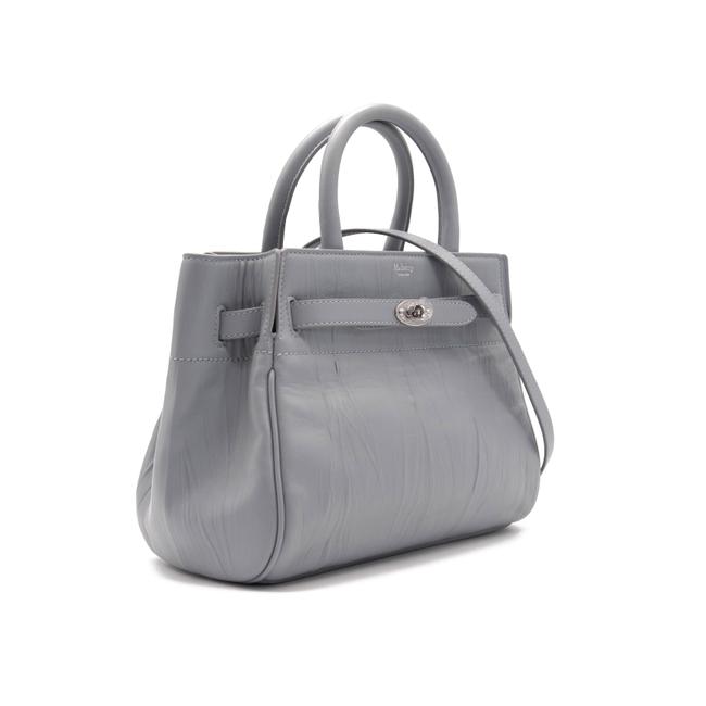 NEW Mulberry Small Belted Bayswater Crinkled Satchel Cloud Blue Leather Shoulder Bag