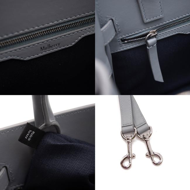 NEW Mulberry Small Belted Bayswater Crinkled Satchel Cloud Blue Leather Shoulder Bag