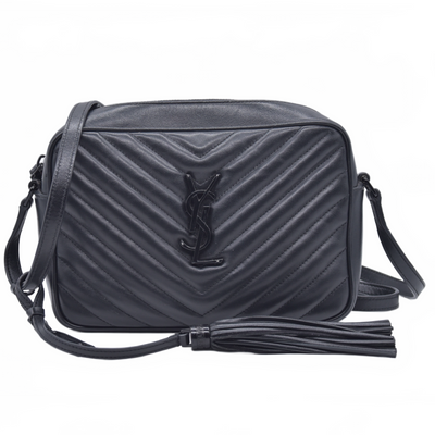 $1950 Saint Laurent Calfskin Matelasse Monogram Monochrome Lou Camera Bag Black 10021142