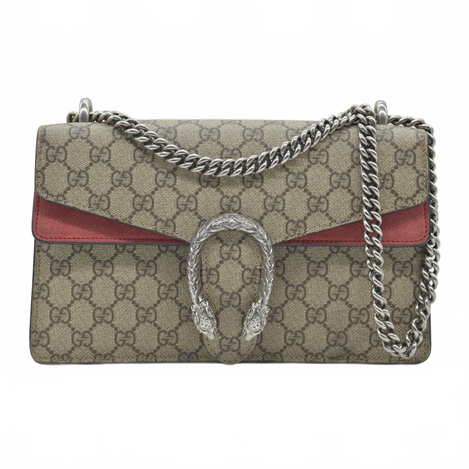 $3350 Gucci GG Supreme Monogram Small Dionysus Shoulder Bag Red