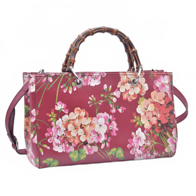 $3200 Gucci Bamboo Blooms Shopper Burgundy CONSIGNMENT