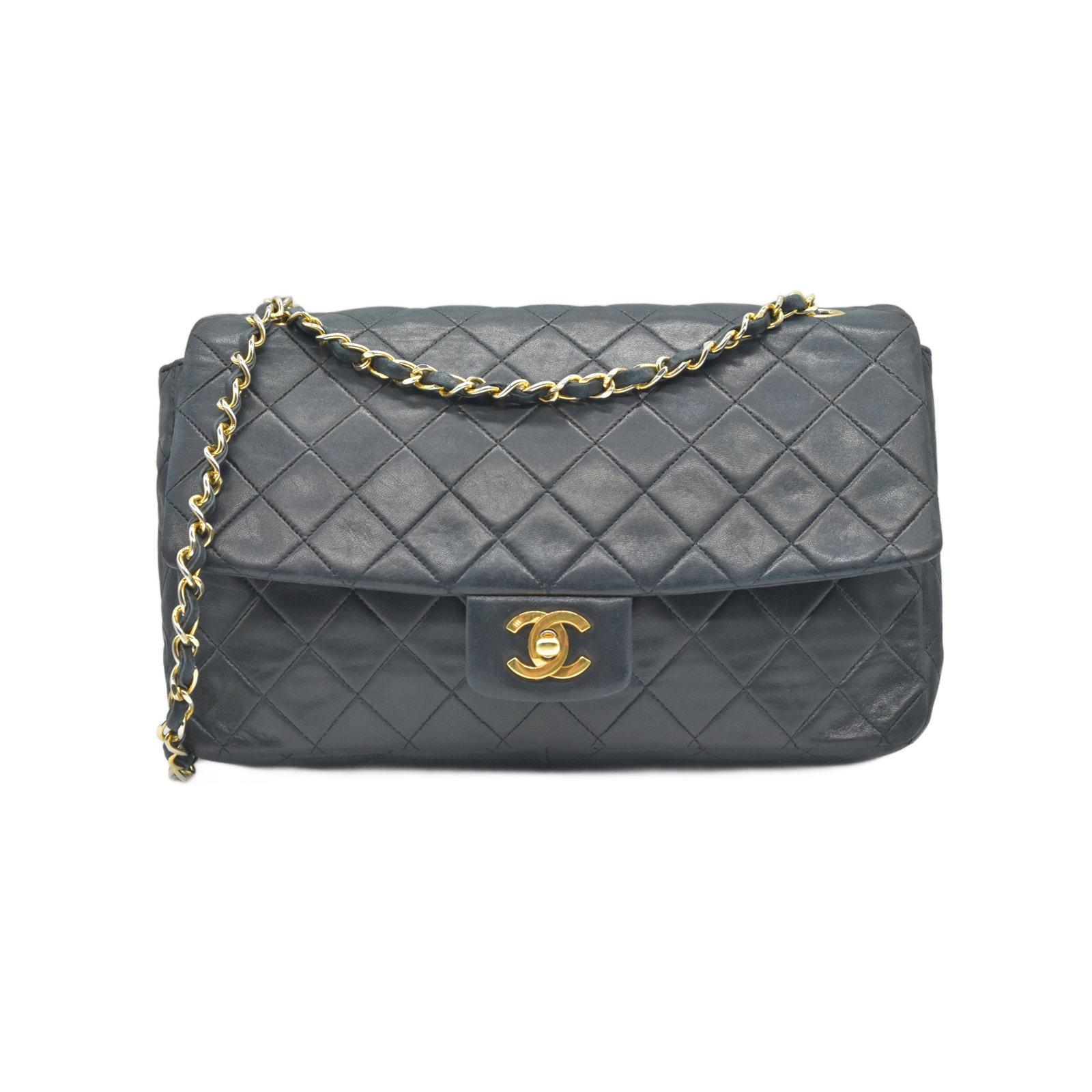 $11300 Chanel 1990-1991 Vintage Jumbo Single Flap Bag - 24K Gold Plated Hardware