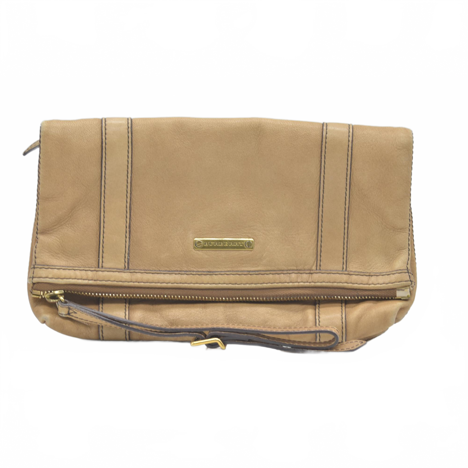 $990 Burberry  Leather Fold Over Wristlet Clutch CONSIGNMENT