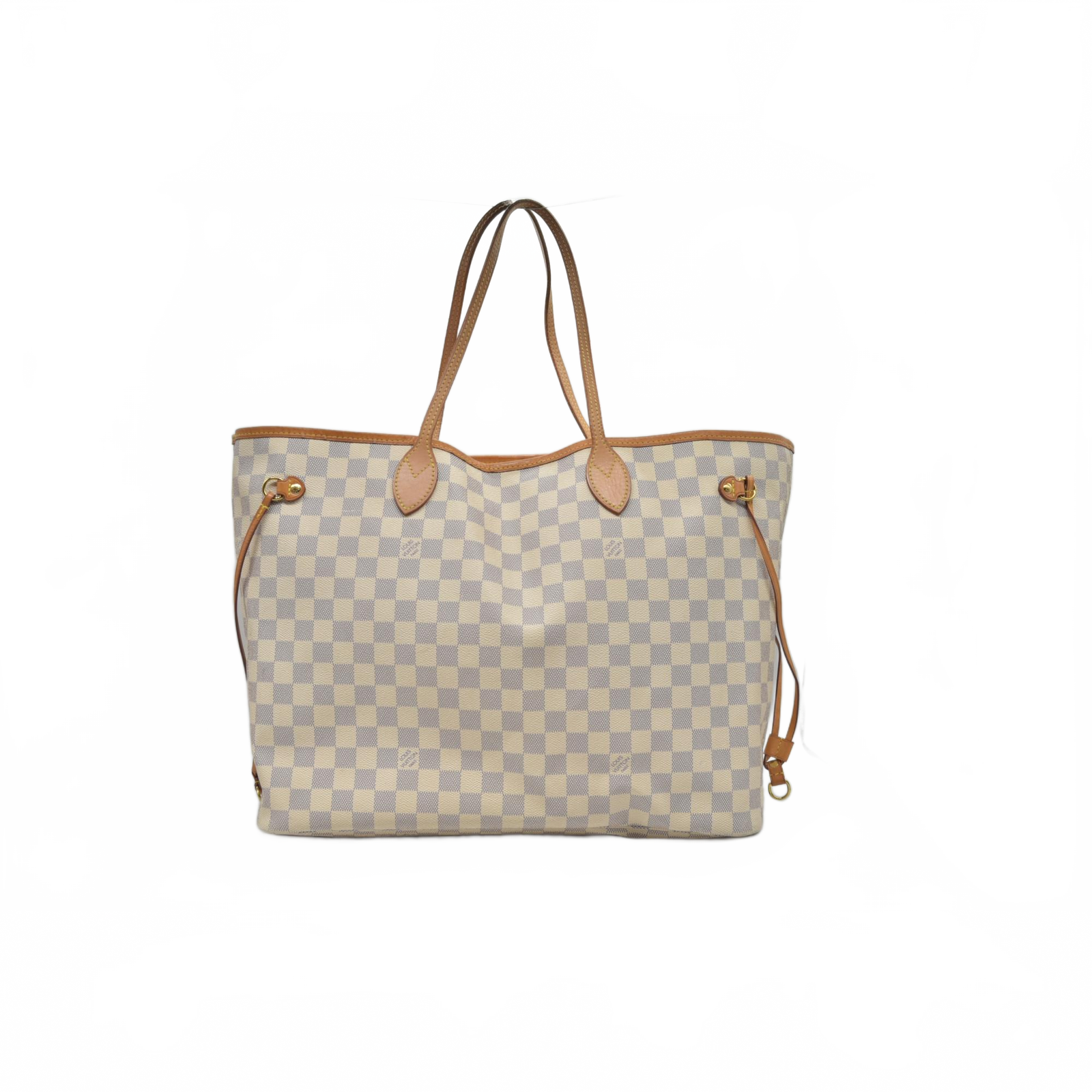 $2240 Louis Vuitton Damier Azur Rose Ballerine Neverfull GM FL4188