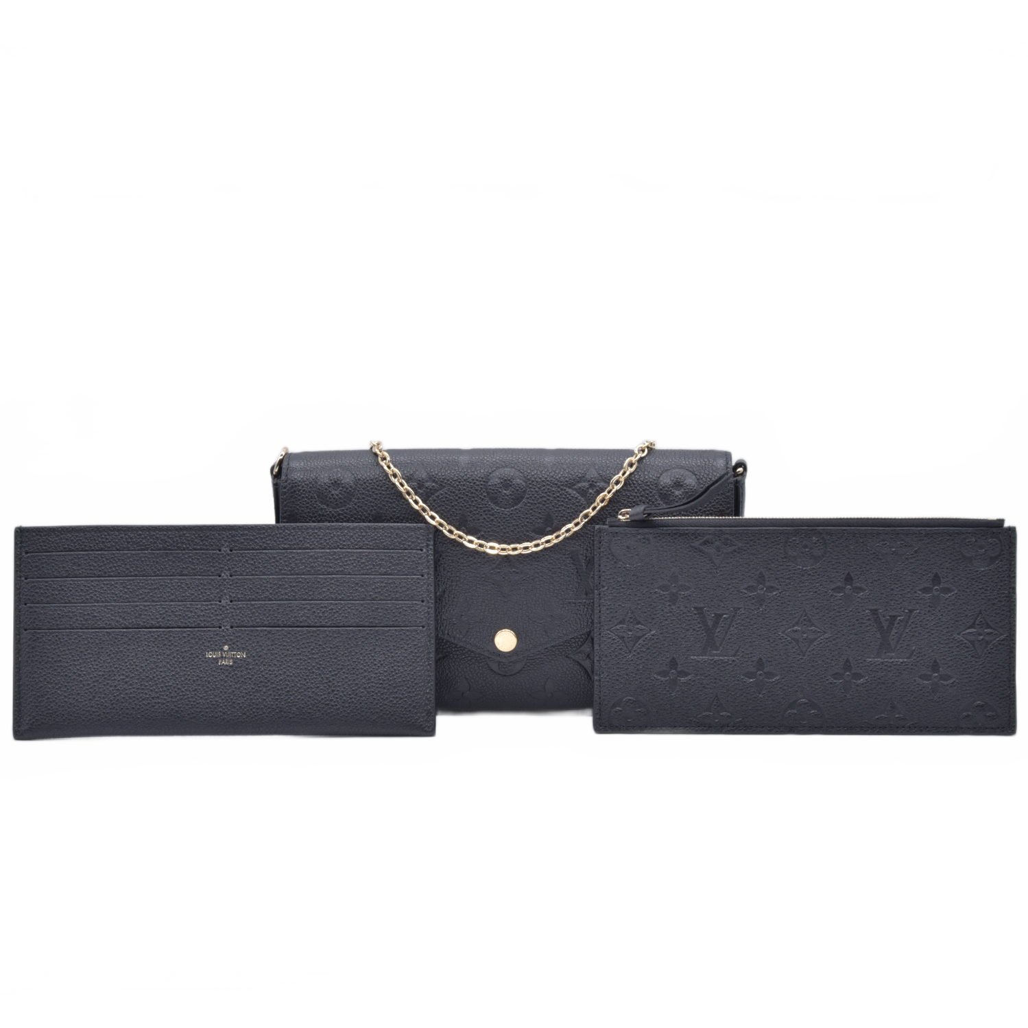 $1770 Louis Vuitton Felicie NM Black Empreinte RFID