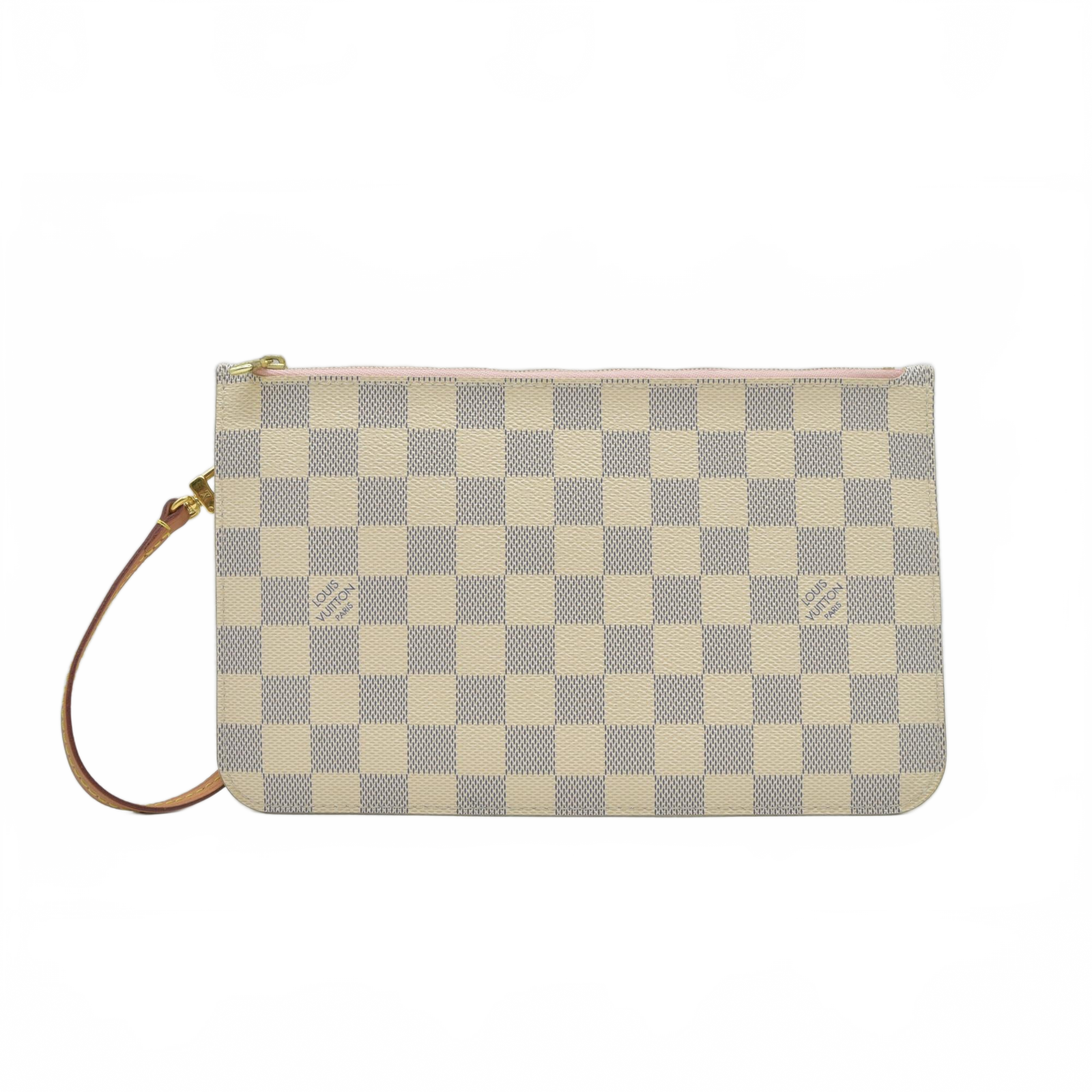 $600 2018 Louis Vuitton Damier Azur Neverfull MM GM Pochette Rose Ballerine FL4148