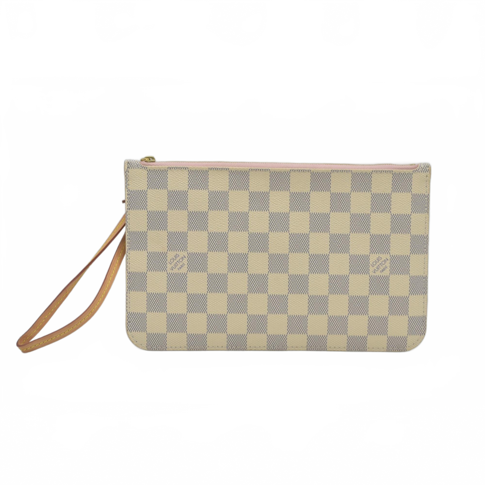$600 Louis Vuitton Damier Azur Neverfull MM GM Pochette Rose Ballerine