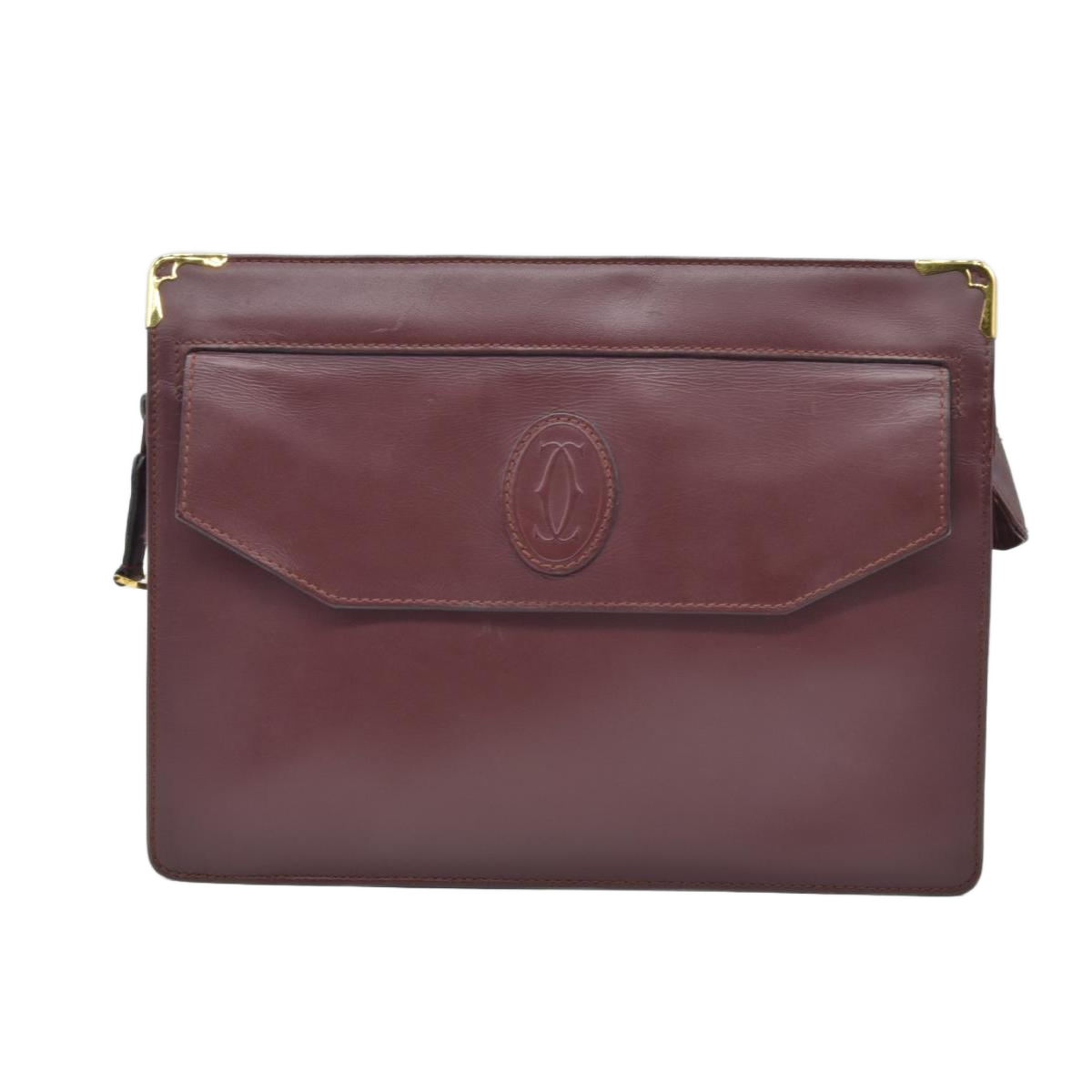 $1010 Cartier Leather Toiletry Clutch Bag Burgundy Red CONSIGNMENT