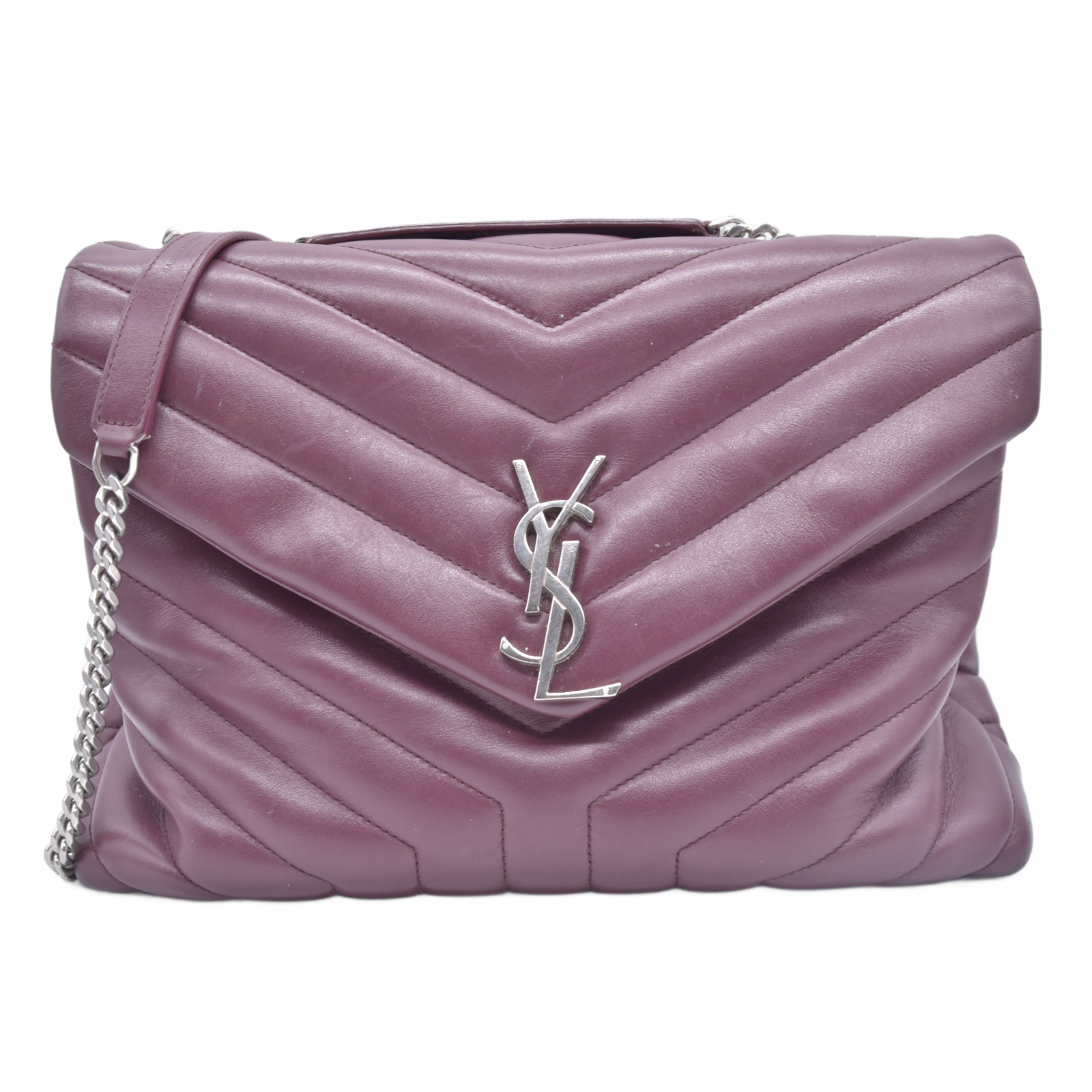 $3100 2014 Saint Laurent Calfskin Medium LouLou Burgundy YSL Shoulder Bag