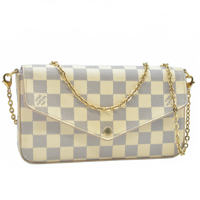 $1580 2017 Louis Vuitton Damier Azur Pochette Felicie Crossbody MI5107