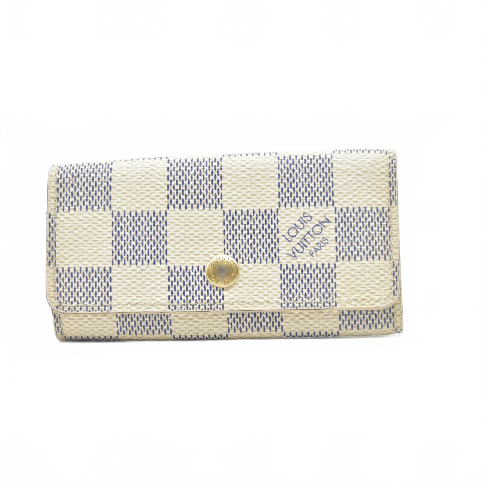 $345 Louis Vuitton Damier Azur Multicles 4 Ring Key Case White CT1153 CONSIGNMENT