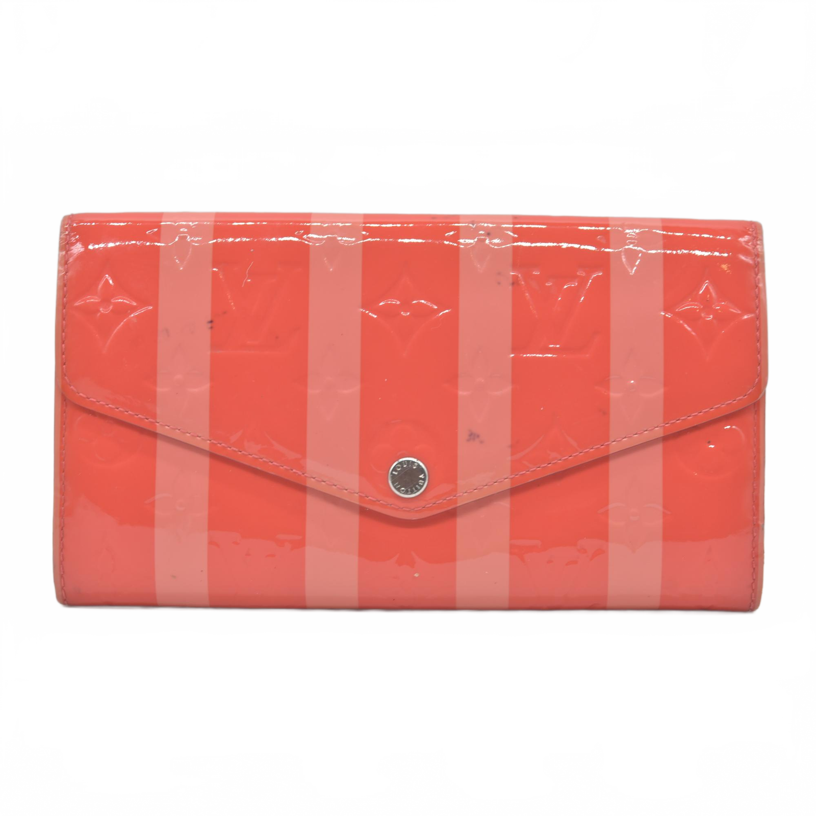$880 Louis Vuitton LOUIS VUITTON Sarah Bi-fold Long Wallet Leather Vernis Pink Poppy Petal