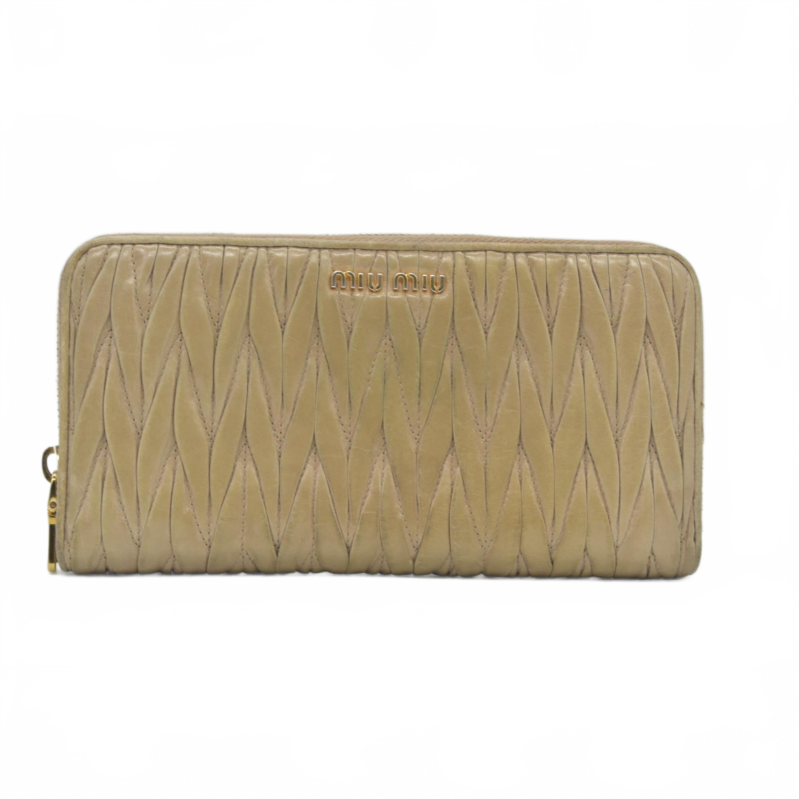 Miu Miu Matelasse Zip Around Wallet Cammeo CONSIGNMENT