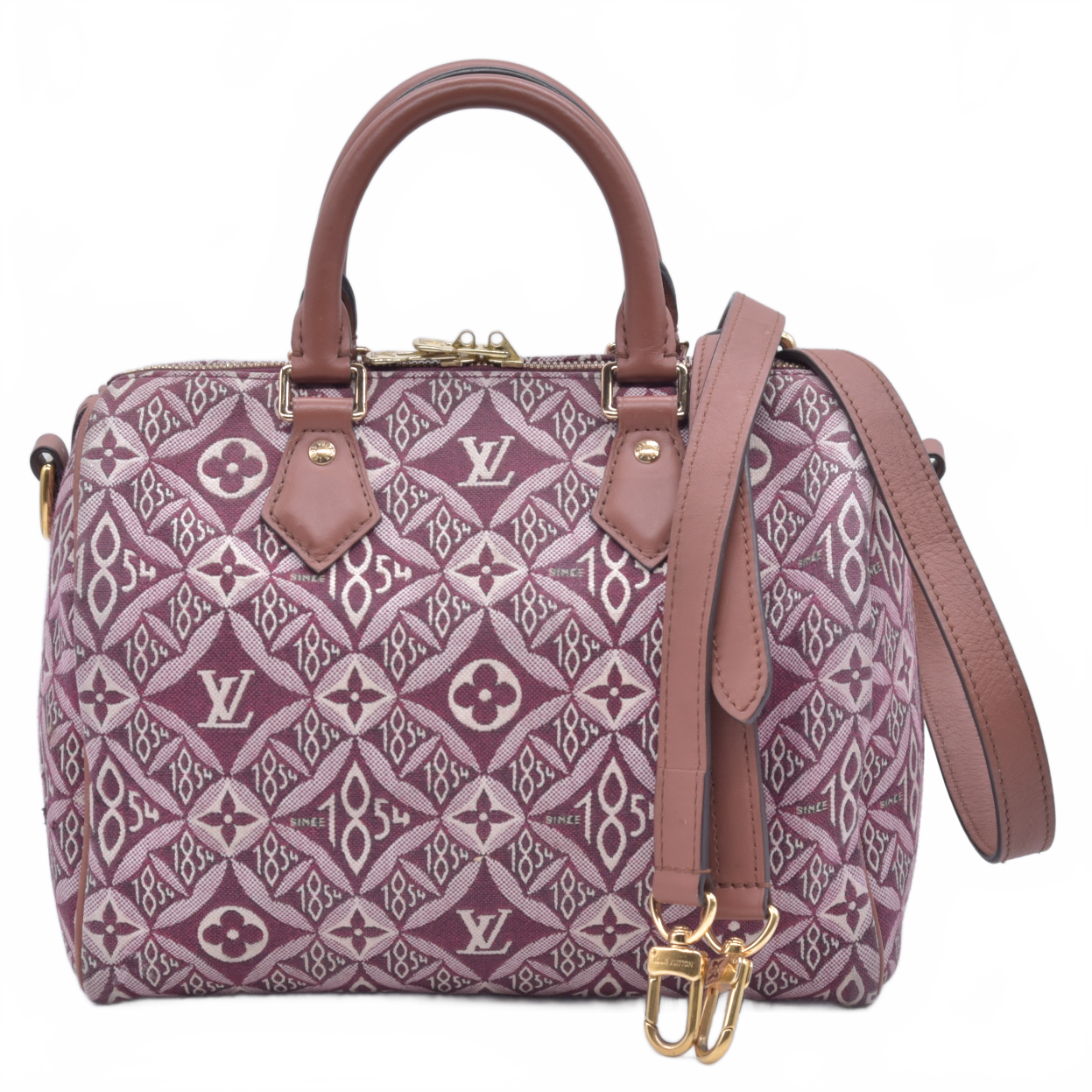 $2310 2020 Louis Vuitton Jacquard Since 1854 Speedy Bandouliere 25 Bordeaux DU3240