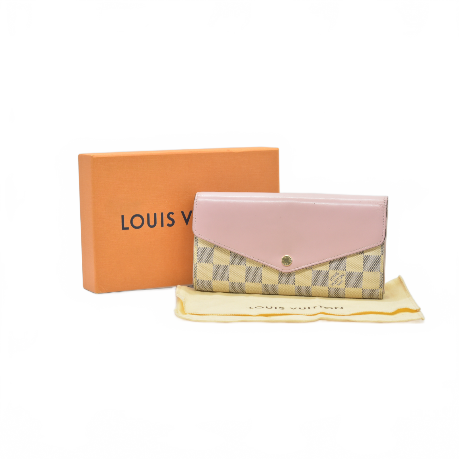 $725 Louis Vuitton Damier Azur Portefeiulle Sarah Long Bifold Wallet MI0169