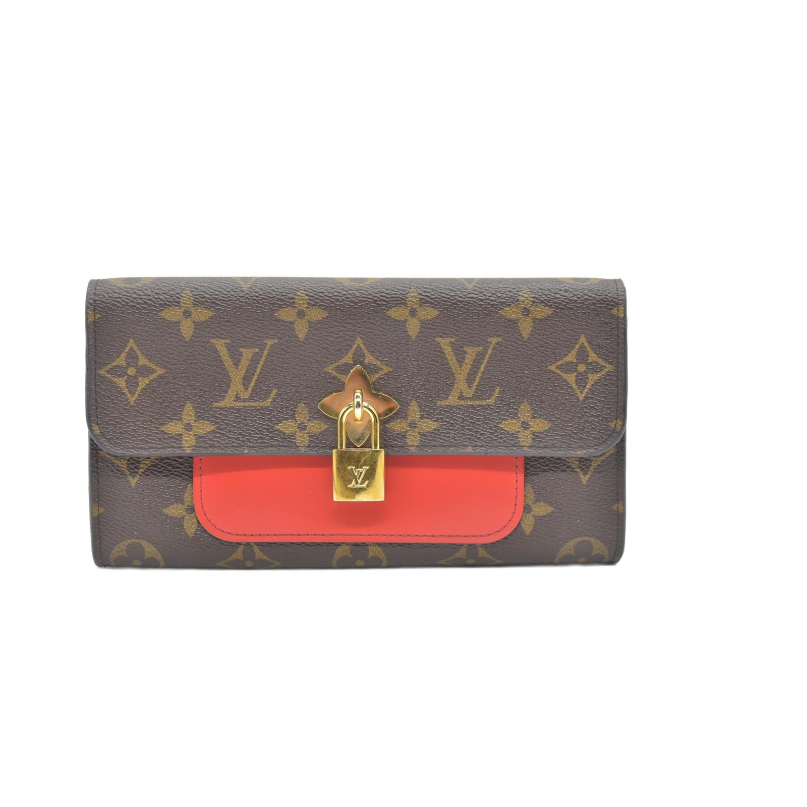 Louis Vuitton Monogram Flower Lock Long Wallet Coquelicot CA2108 CONSIGNMENT