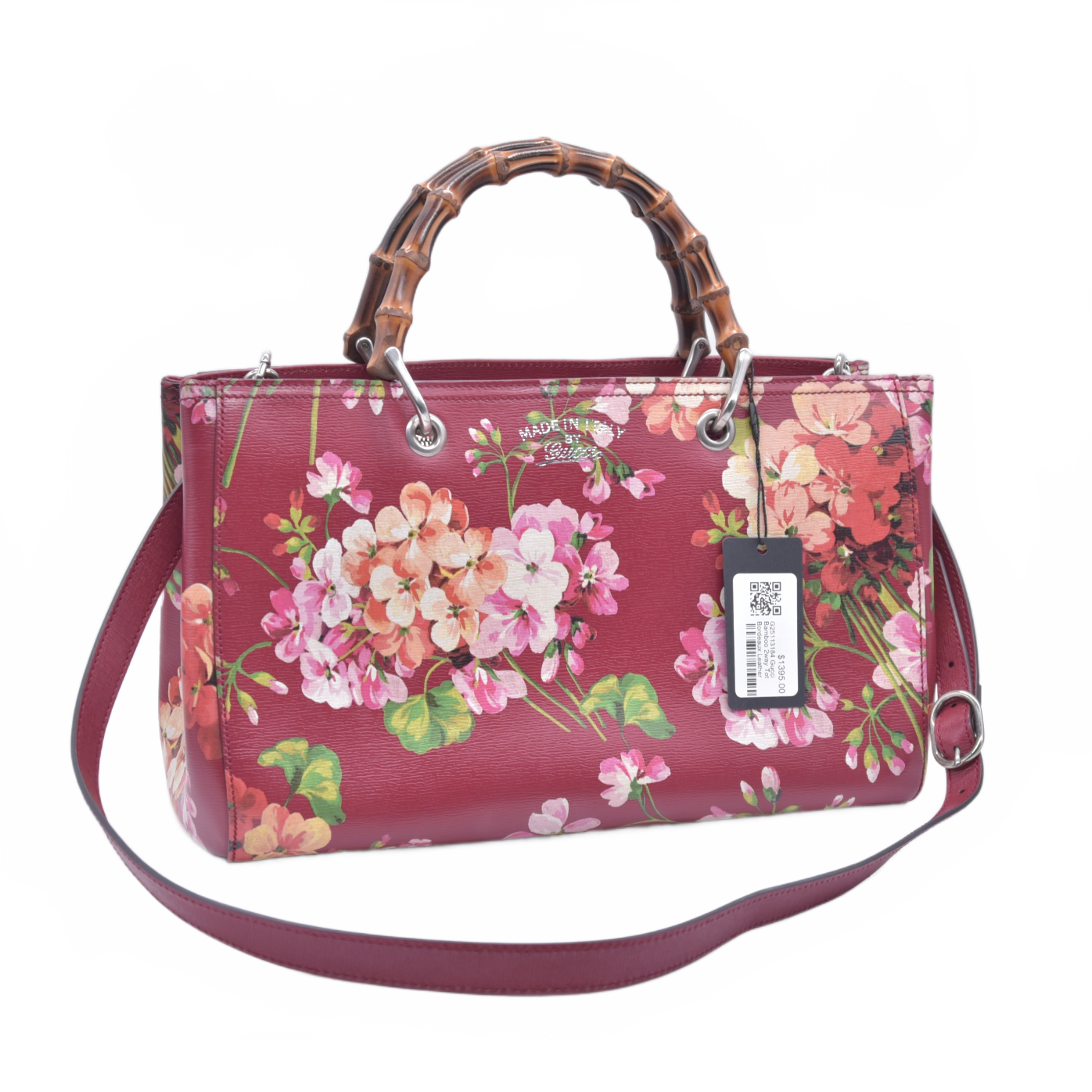 $3200 Gucci Bamboo Blooms Shopper Burgundy CONSIGNMENT