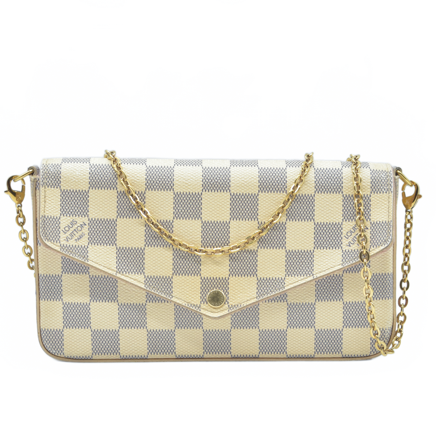 $1580 2017 Louis Vuitton Damier Azur Pochette Felicie Crossbody MI5107