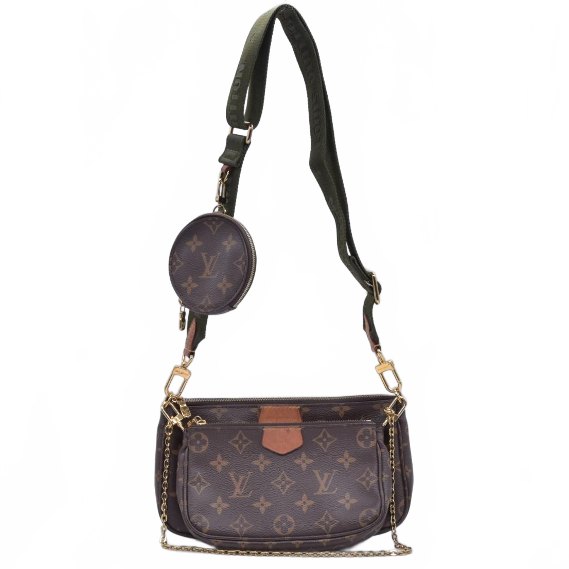 $2930 RFID Louis Vuitton Monogram Multi Pochette Accessories Kaki CONSIGNMENT