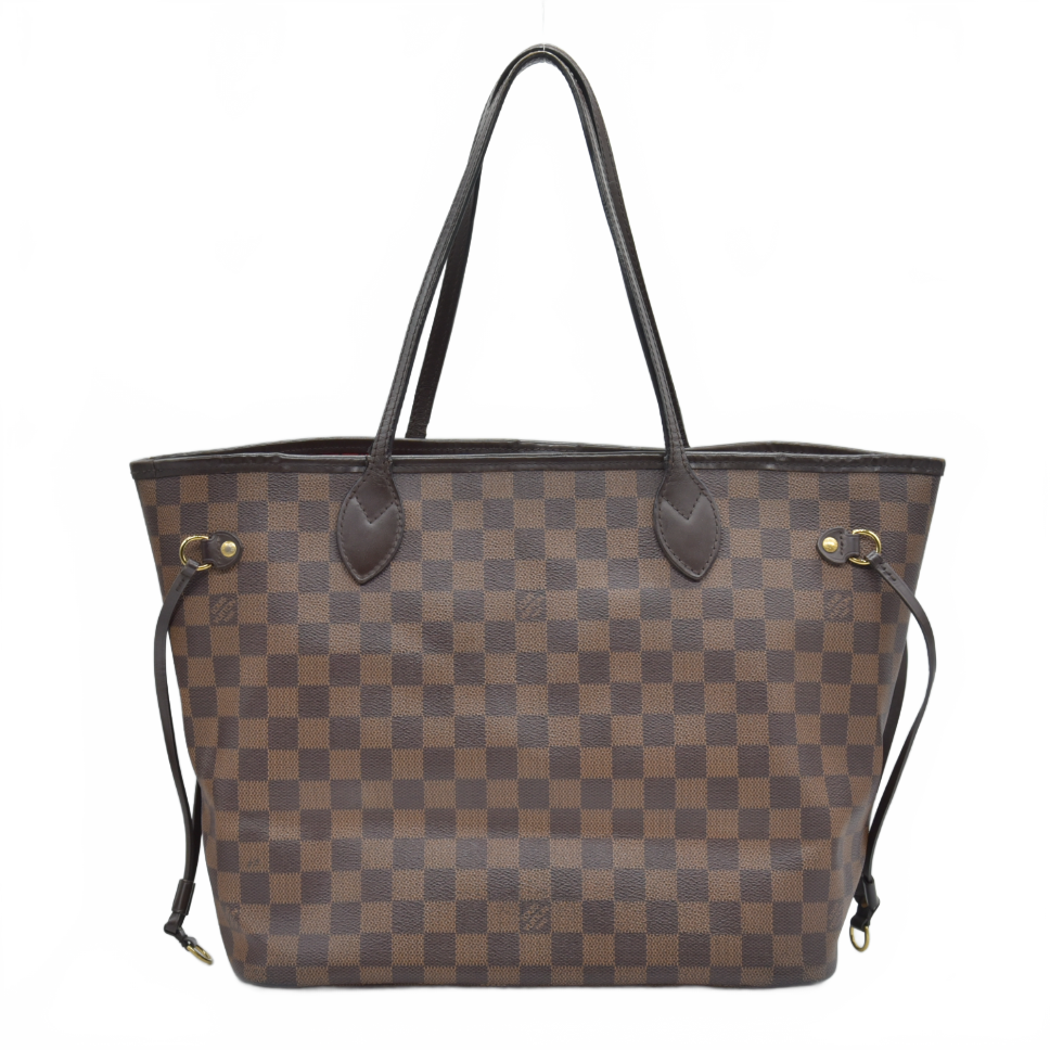 $2240 2017 Louis Vuitton Damier Ebene Neverfull MM Cherry Red Interior GI3167