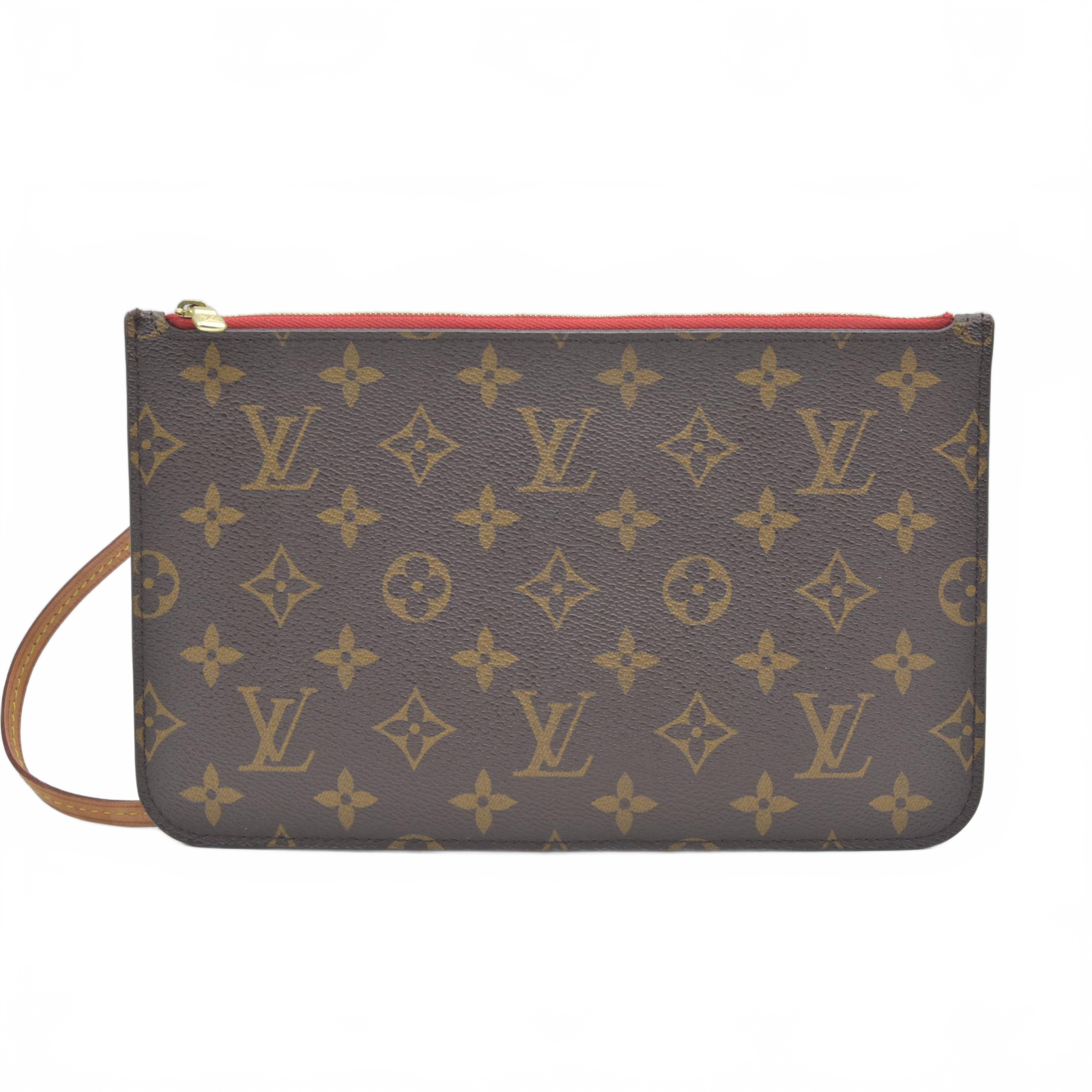 $600 Louis Vuitton Neverfull MM Monogram Mid Size Cherry Red Pochette SD2149