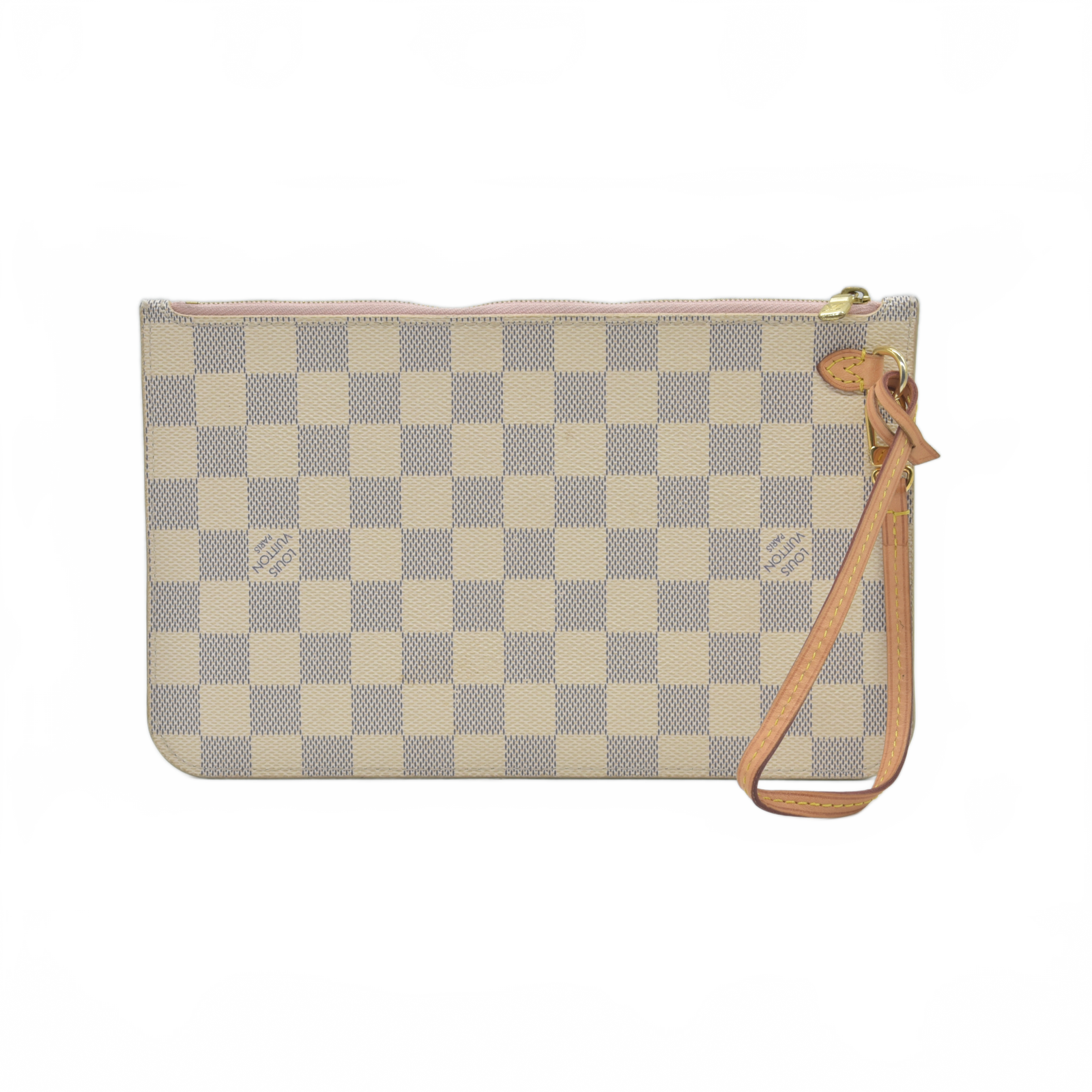 $600 2018 Louis Vuitton Damier Azur Neverfull MM GM Pochette Rose Ballerine FL4108