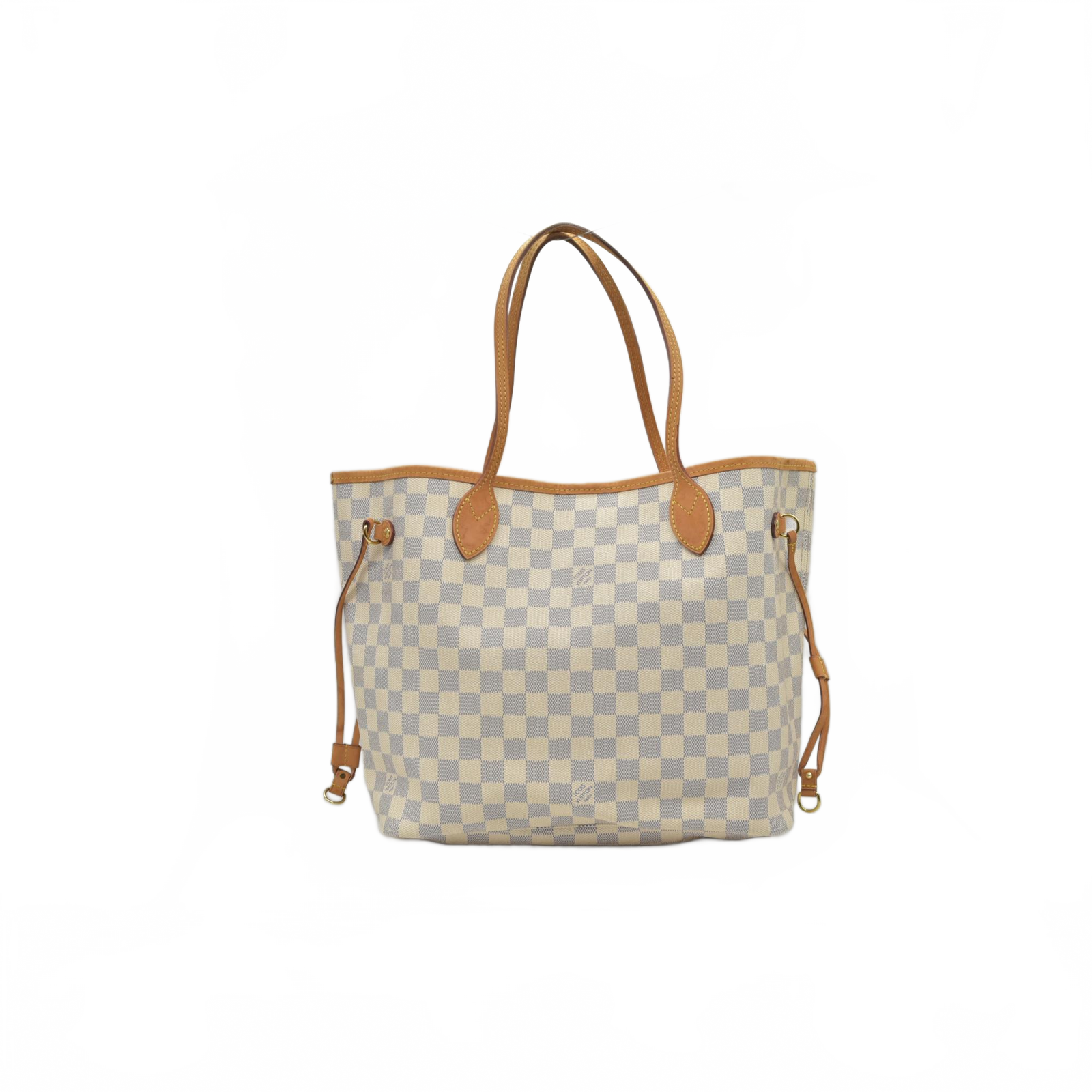 $2170 2019 Louis Vuitton Damier Azur Neverfull MM Rose Ballerine AR4109