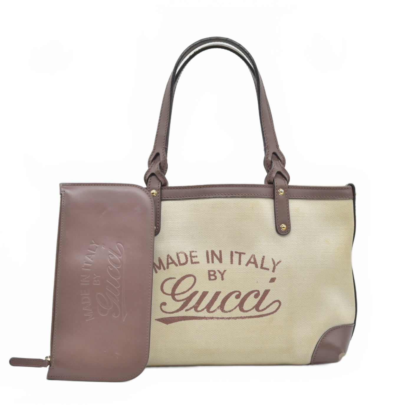 $980 Gucci Small Canvas Craft Logo Tote