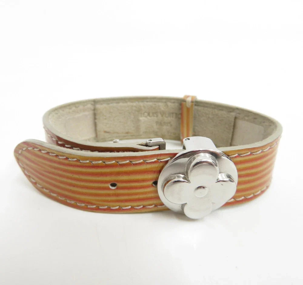 $475 Louis Vuitton Leather Epi Wish Wrap Bracelet Brown SN1909