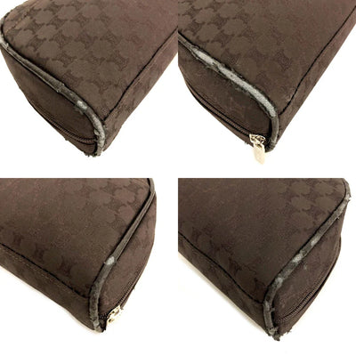 PRE-ORDER CELINE Macadam Cherry Blossoms Motif Canvas Cosmetic Pouch Bag Brown