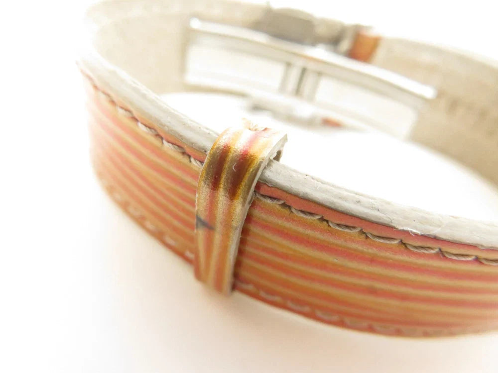 $475 Louis Vuitton Leather Epi Wish Wrap Bracelet Brown SN1909