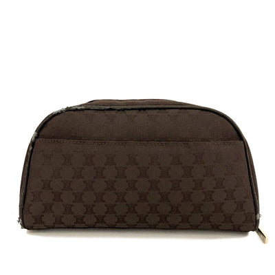 PRE-ORDER CELINE Macadam Cherry Blossoms Motif Canvas Cosmetic Pouch Bag Brown