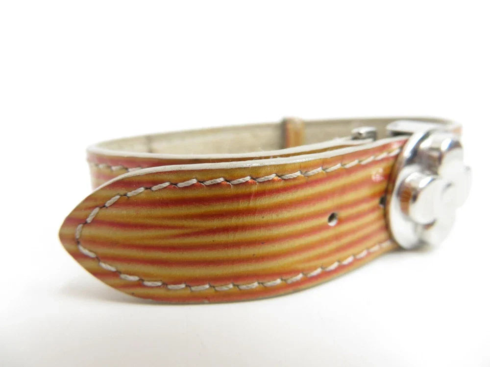 $475 Louis Vuitton Leather Epi Wish Wrap Bracelet Brown SN1909