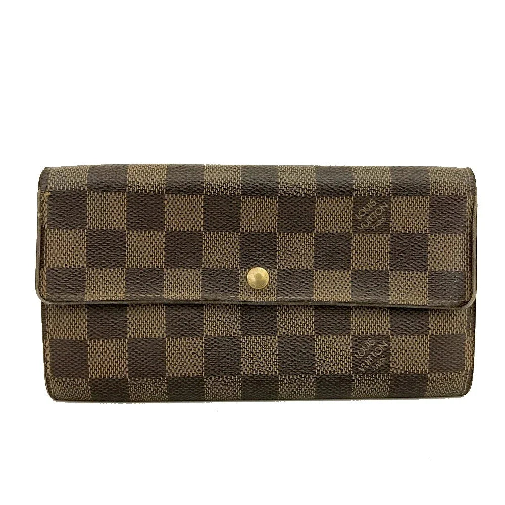 Louis Vuitton Damier Porte Feuille Sarah Long Bifold Wallet Brown CA0094
