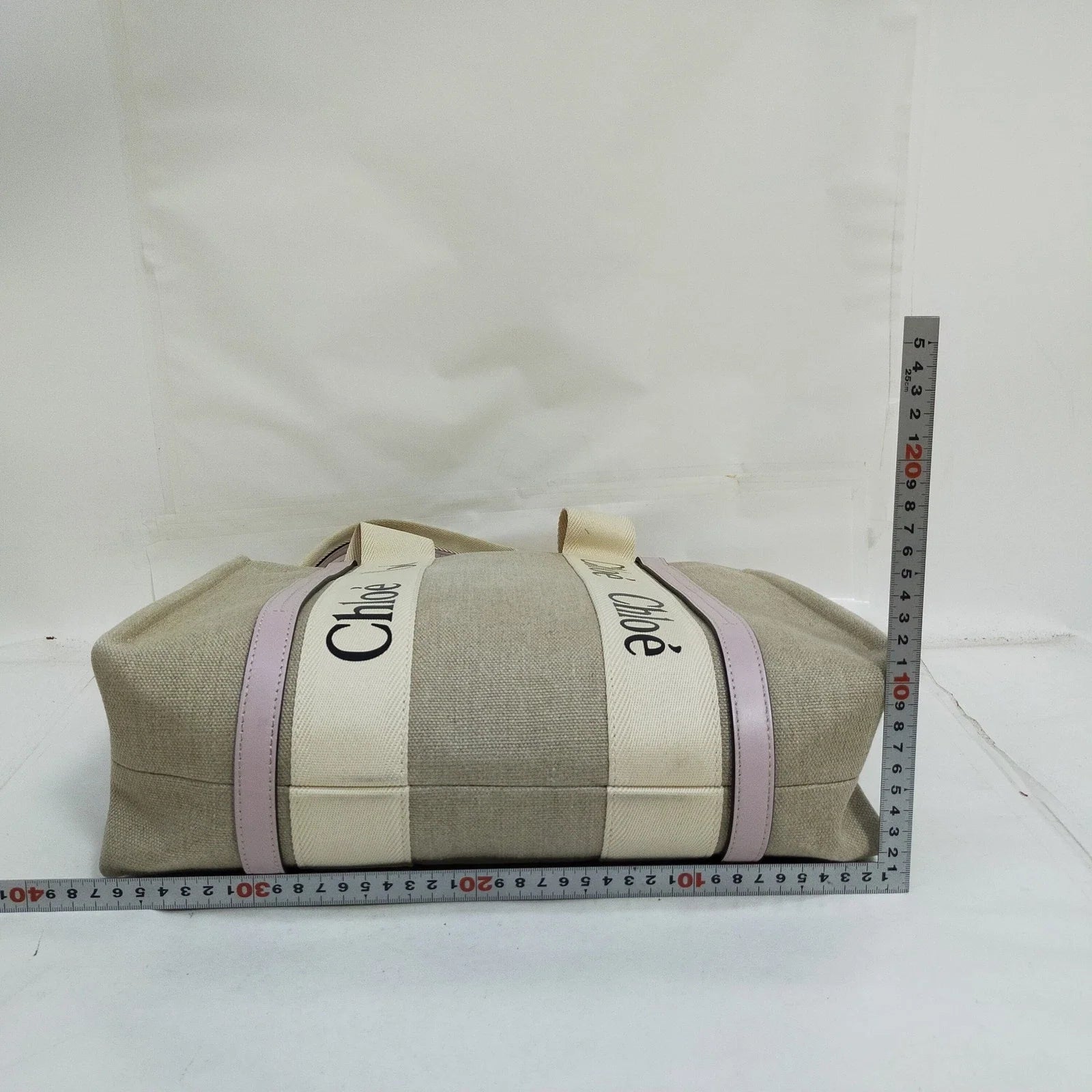 $1390 Chloe Medium Woody Linen Tote Pink