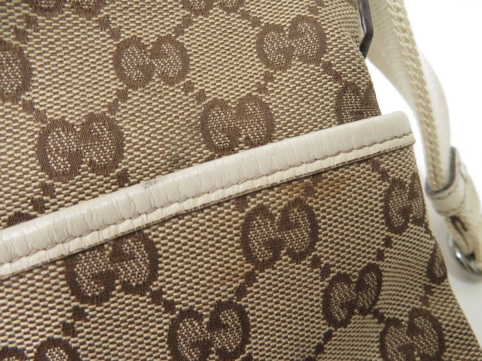 $1150 Gucci Perforated GG Leather Crossbody Messenger Bag