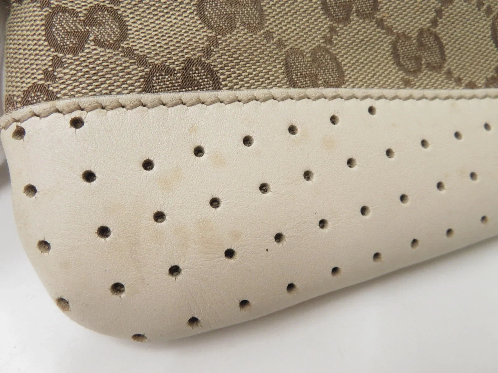 $1150 Gucci Perforated GG Leather Crossbody Messenger Bag