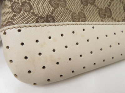 $1150 Gucci Perforated GG Leather Crossbody Messenger Bag