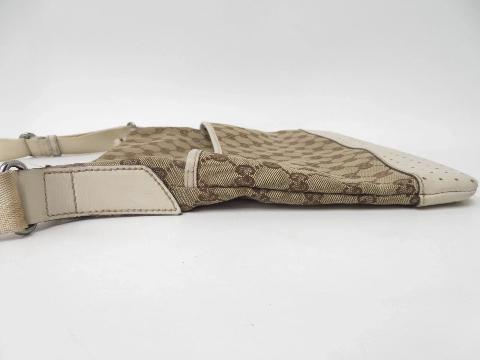 $1150 Gucci Perforated GG Leather Crossbody Messenger Bag