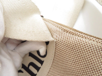 $1250 CHLOE Woody Medium Canvas Leather Tote Shoulder Bag