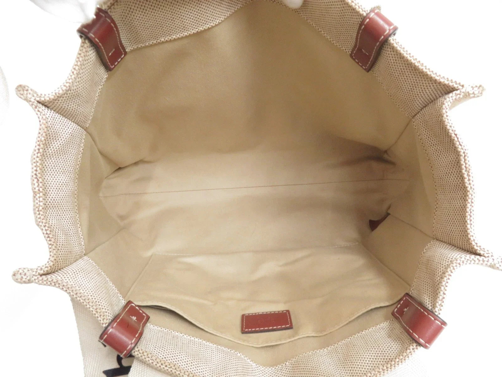 $1250 CHLOE Woody Medium Canvas Leather Tote Shoulder Bag